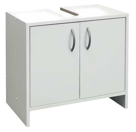 Bijela univerzalna ormarić ispod umivaonika Multi Praxis pro za prekrivanje sifona i odlaganje higijenskih potrepština.