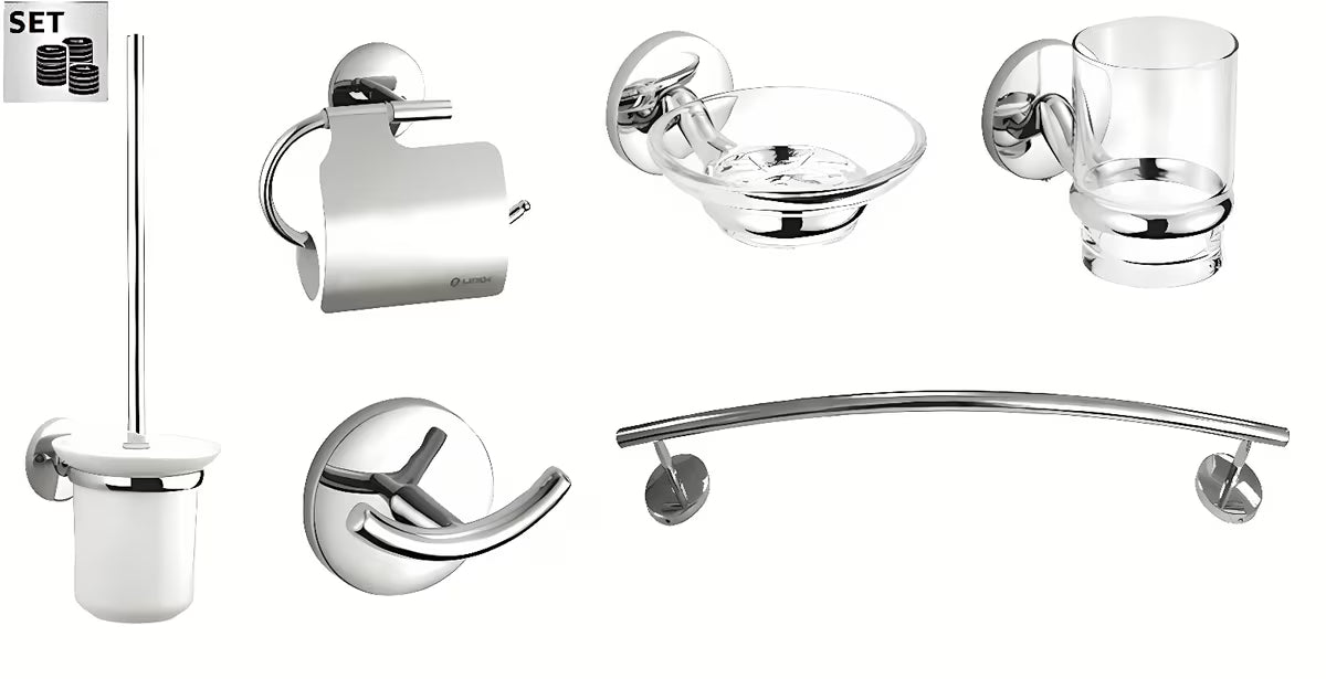 Set kupaonskih dodataka Multi Simple u izvedbi chrome s bezvremenskim jednostavnim dizajnom