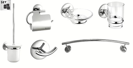 Set kupaonskih dodataka Multi Simple u izvedbi chrome s bezvremenskim jednostavnim dizajnom