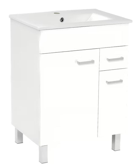 Bijeli ormarić s keramičkim umivaonikom Multi s ladicom, vratima i policom