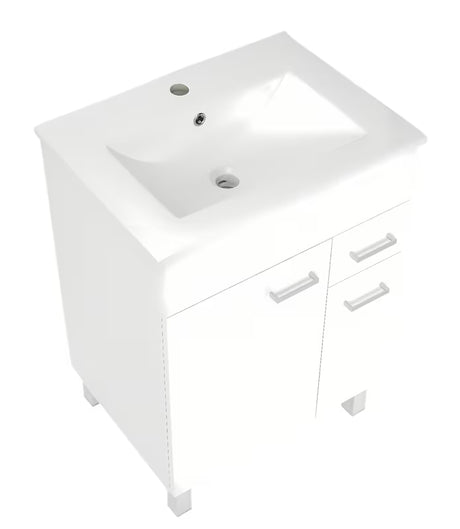 Bijeli ormarić s keramičkim umivaonikom Multi s ladicom, vratima i policom