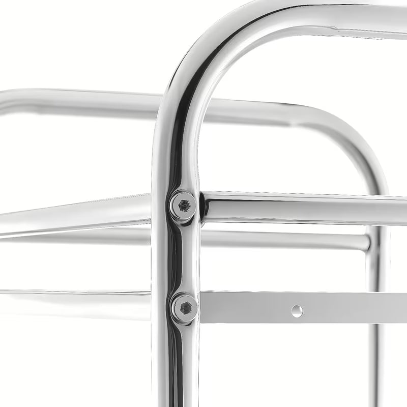 Elegantni na kotačima kupaonski kolica na kotačićima s četiri police u izvedbi Chrome.