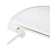 Bijela WC daska Multi Unisetplus od duroplasta s antibakterijskom obradom i plastičnim šarkama sa skrivenim pričvršćenjem.