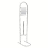 Samostojeći  ČETKA za Wc s držačem za toaletni papir od nehrđajućeg čelika u krom izgledu.