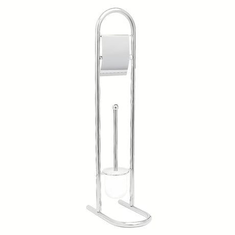 Samostojeći  ČETKA za Wc s držačem za toaletni papir od nehrđajućeg čelika u krom izgledu.