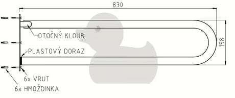 Bijelo sklopive pomoćno ručka za kupaonicu, za montažu na zid