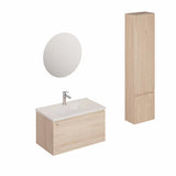 Kupaonski set Naturel Ancona u dekoru akacije s keramičkim umivaonikom i visećim ormarićima