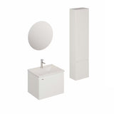 Kupaonski set Naturel Ancona u bijelom dekoru s keramičkim umivaonikom, slavinom i LED ogledalom