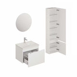 Viseća kupaonski set Naturel Ancona u bijelom dekoru s keramičkim umivaonikom i LED ogledalom