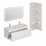 Viseća kupaonski set Naturel Ancona u bijelom dekoru s dvostrukim umivaonikom i LED ogledalom