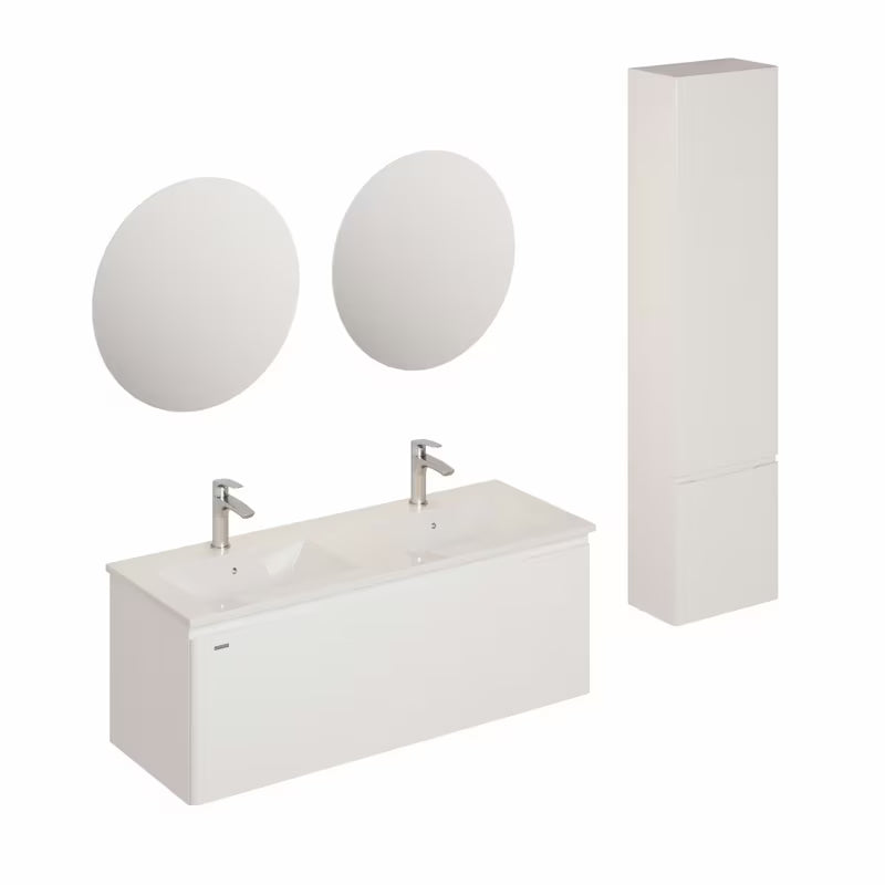 Viseća kupaonski set Naturel Ancona s bijelim keramičkim dvostrukim umivaonikom