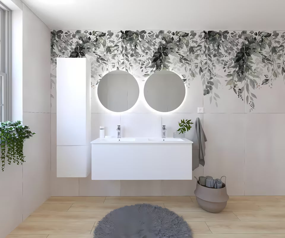 Viseća kupaonski set Naturel Ancona s bijelim keramičkim dvostrukim umivaonikom