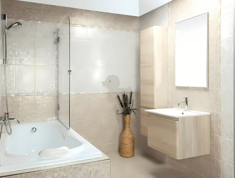 Viseća kupaonski ormarić Naturel Ancona u dekoru akacije s dvoja vrata i staklenim policama.