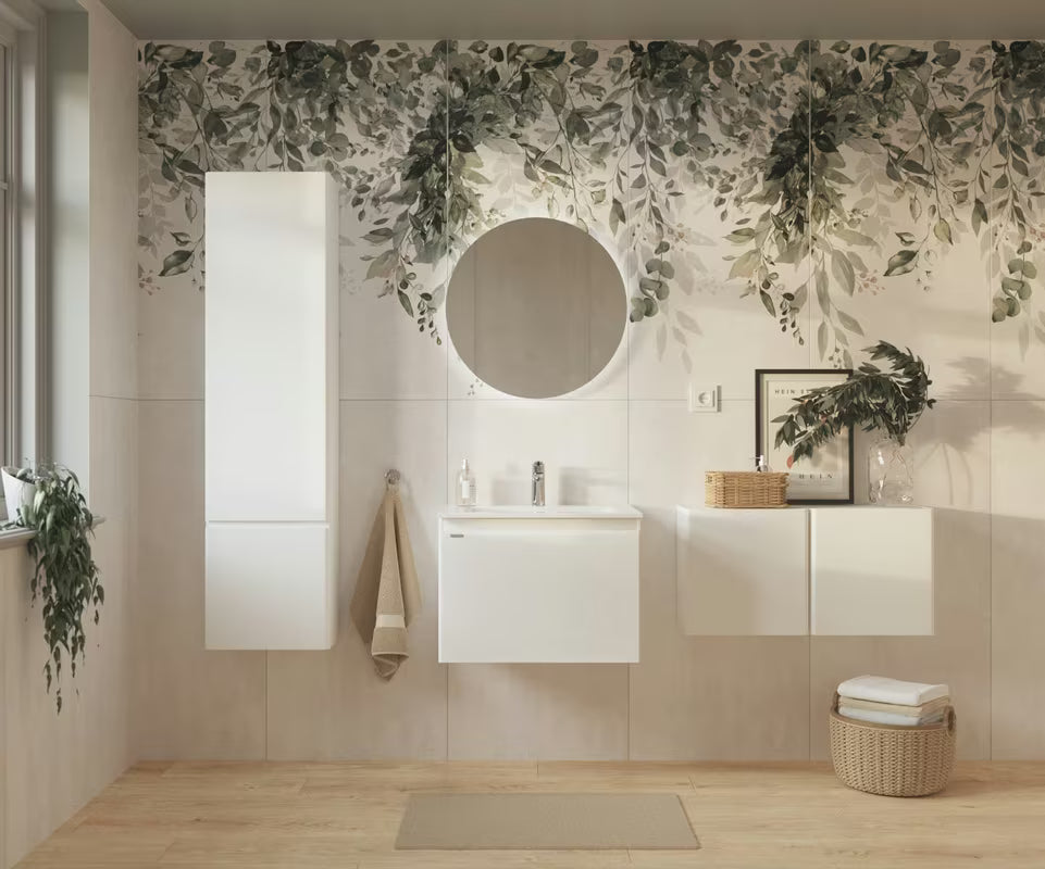 Viseća visoka kupaonski ormarić Naturel Ancona u bijeloj sjajnoj boji s dvoja vrata