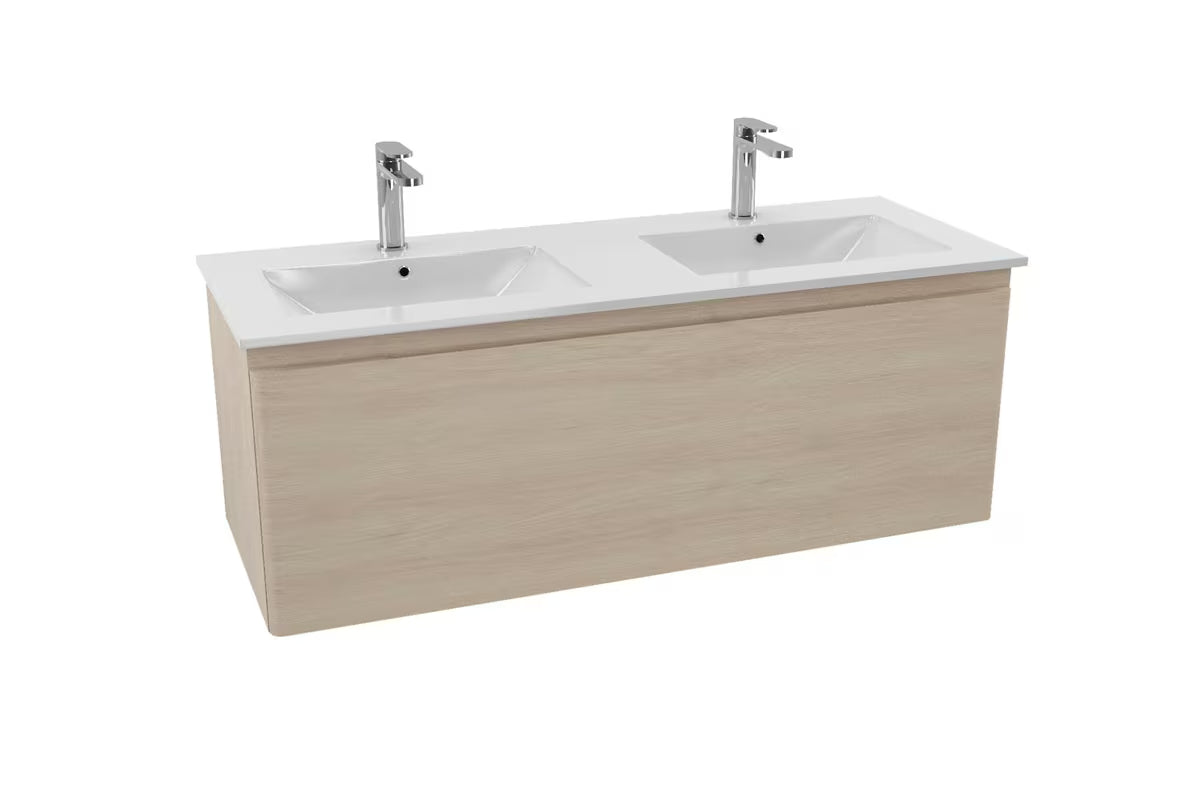 Ormarić Naturel Ancona s keramičkim dvostrukim umivaonikom 120x46 cm u dekoru akacije