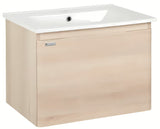 Viseća kupaonski ormarić s keramičkim umivaonikom Naturel Ancona u dekoru akacije 60 x 45 x 46 cm.