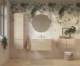 Viseća kupaonski ormarić Naturel Ancona s tankim keramičkim umivaonikom u dekoru akacije