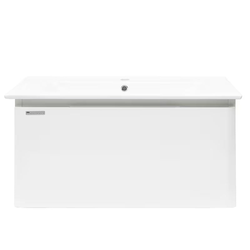 Viseća kupaonski ormarić Naturel Ancona s keramičkim umivaonikom u bijelom sjajnom finišu