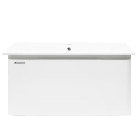 Viseća kupaonski ormarić Naturel Ancona s keramičkim umivaonikom u bijelom sjajnom finišu