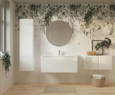 Viseća kupaonski ormarić Naturel Ancona s keramičkim umivaonikom u bijelom sjajnom finišu