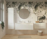 Viseća kupaonski ormarić Naturel Ancona s tankim keramičkim dvostrukim umivaonikom u bijeloj boji.