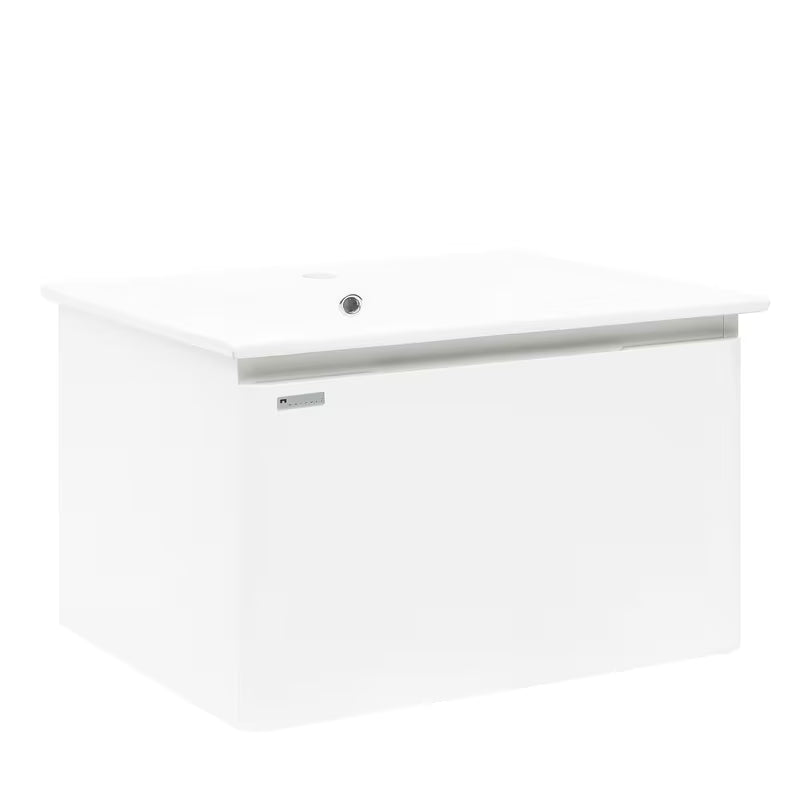 Viseća kupaonski ormarić s keramičkim umivaonikom Naturel Ancona u sjajno bijelom dekoru