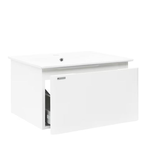 Viseća kupaonski ormarić s keramičkim umivaonikom Naturel Ancona u sjajno bijelom dekoru