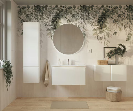 Viseća kupaonski ormarić s keramičkim umivaonikom Naturel Ancona u sjajno bijelom dekoru