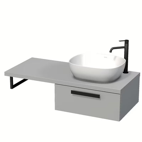 Naturel Art Deco ormarić ispod umivaonika s pločom u mat sivoj boji, s Touch tehnologijom i jednom ladicom.