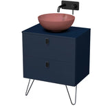 Viseća ormarić ispod umivaonika Naturel Art Deco u mat tamnoplavoj boji, 60x78,8x45,5 cm.