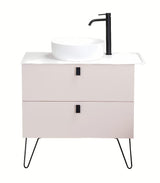 Naturel Art Deco ormarić ispod umivaonika na ploču u boji rose beige s crnim mat akcentima