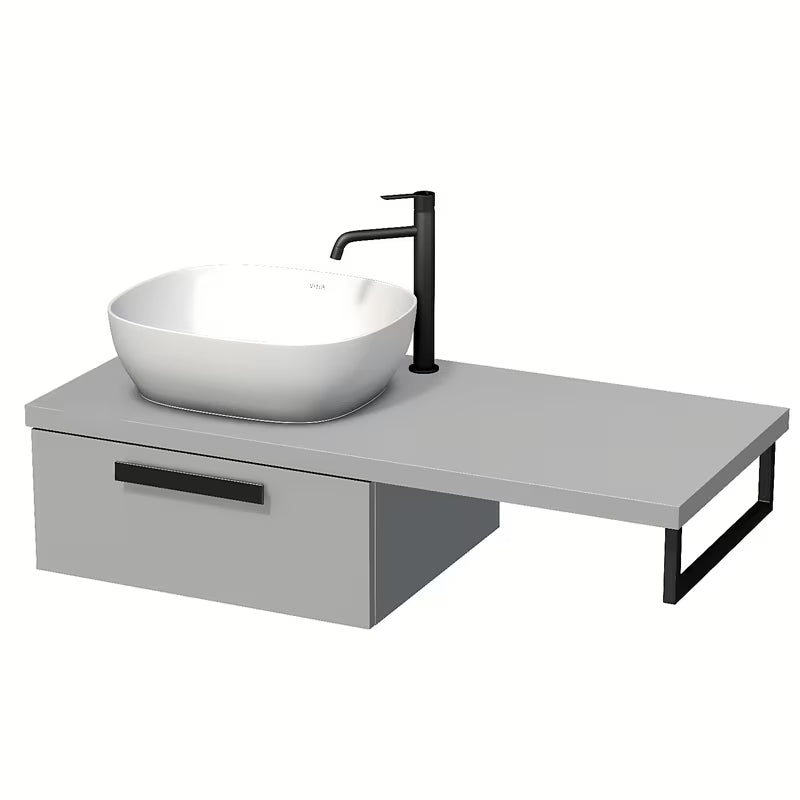 Naturel Art Deco ormarić ispod umivaonika s pločom u mat sivoj boji, s Touch tehnologijom i jednom ladicom.