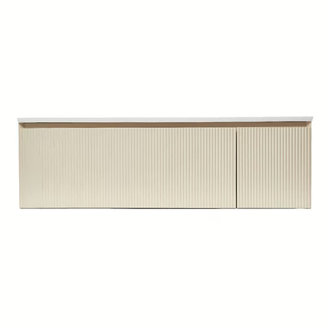 Viseća kupaonski ormarić s umivaonikom Naturel Austen 120x35x52 cm u mat bež boji