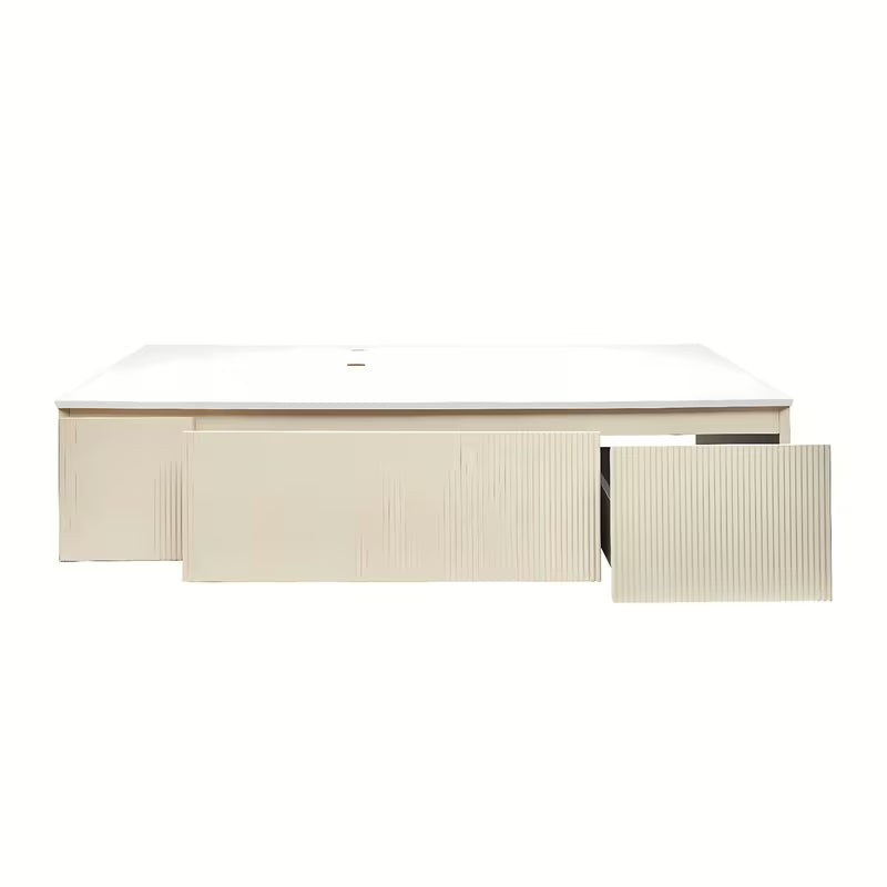 Viseća kupaonski ormarić Naturel Austen s umivaonikom od lijevanog mramora u mat bež boji