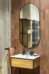 Ovalno ogledalo Naturel B-Way 40x80 cm u crnoj boji