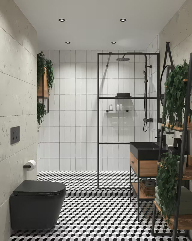 Stojeći regal Naturel Blackframe s crnim metalnim okvirom i MDF pločom u dekoru javora.