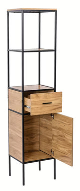 Stojeći regal Naturel Blackframe s crnim metalnim okvirom i MDF pločom u dekoru javora.