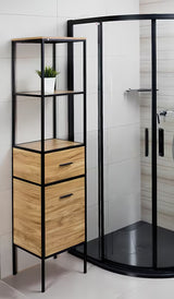 Stojeći regal Naturel Blackframe s crnim metalnim okvirom i MDF pločom u dekoru javora.