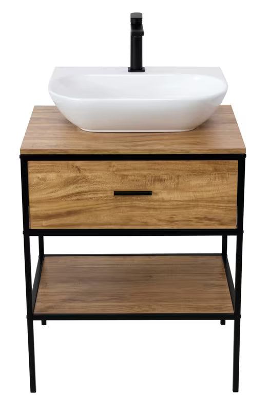 Ormarić ispod umivaonika Naturel Blackframe 60x73x46 cm u dekoru javora s crnim metalnim okvirom