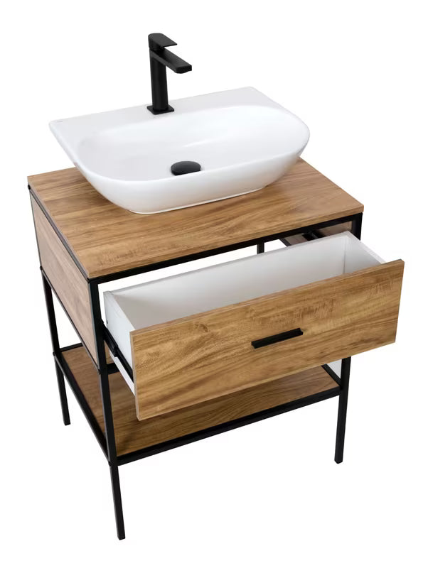 Ormarić ispod umivaonika Naturel Blackframe 60x73x46 cm u dekoru javora s crnim metalnim okvirom