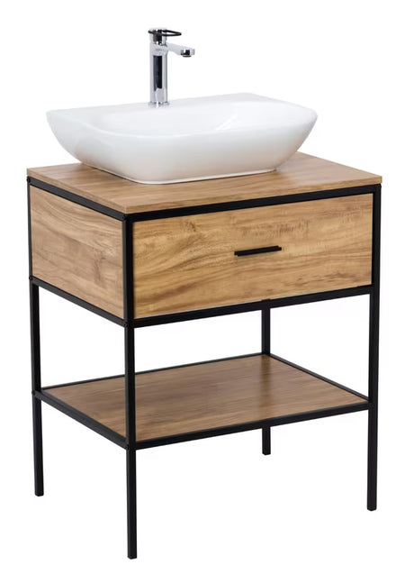 Ormarić ispod umivaonika Naturel Blackframe 60x73x46 cm u dekoru javora s crnim metalnim okvirom