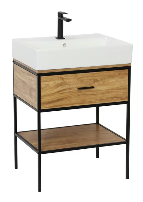 Ormarić ispod umivaonika Naturel Blackframe 60x73x46 cm u dekoru javora s crnim metalnim okvirom