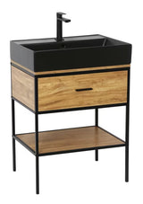 Ormarić ispod umivaonika Naturel Blackframe 60x73x46 cm u dekoru javora s crnim metalnim okvirom