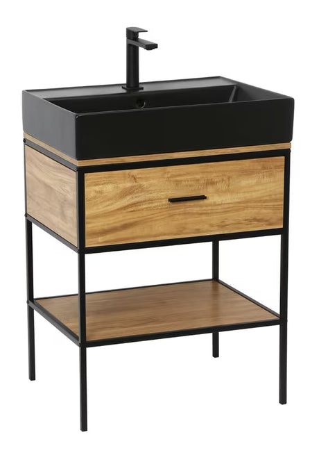 Ormarić ispod umivaonika Naturel Blackframe 60x73x46 cm u dekoru javora s crnim metalnim okvirom