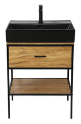 Ormarić ispod umivaonika Naturel Blackframe 60x73x46 cm u dekoru javora s crnim metalnim okvirom