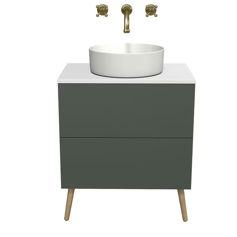 Viseća ormarić ispod umivaonika Naturel Boho 60 cm u mat sivo-zelenoj boji s otvaranjem PushOpen.