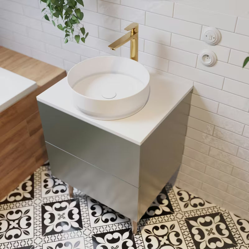 Viseća ormarić ispod umivaonika Naturel Boho 60 cm u mat sivo-zelenoj boji s otvaranjem PushOpen.