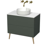 Viseća ormarić ispod umivaonika Naturel Boho u mat sivo-zelenoj boji, dimenzija 80x76,1x45,5 cm.