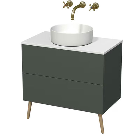 Viseća ormarić ispod umivaonika Naturel Boho u mat sivo-zelenoj boji, dimenzija 80x76,1x45,5 cm.