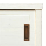 Bijeli stojeći visoka kupaonski ormarić Naturel Country od masivnog smrekovog drva s četkanom površinom.